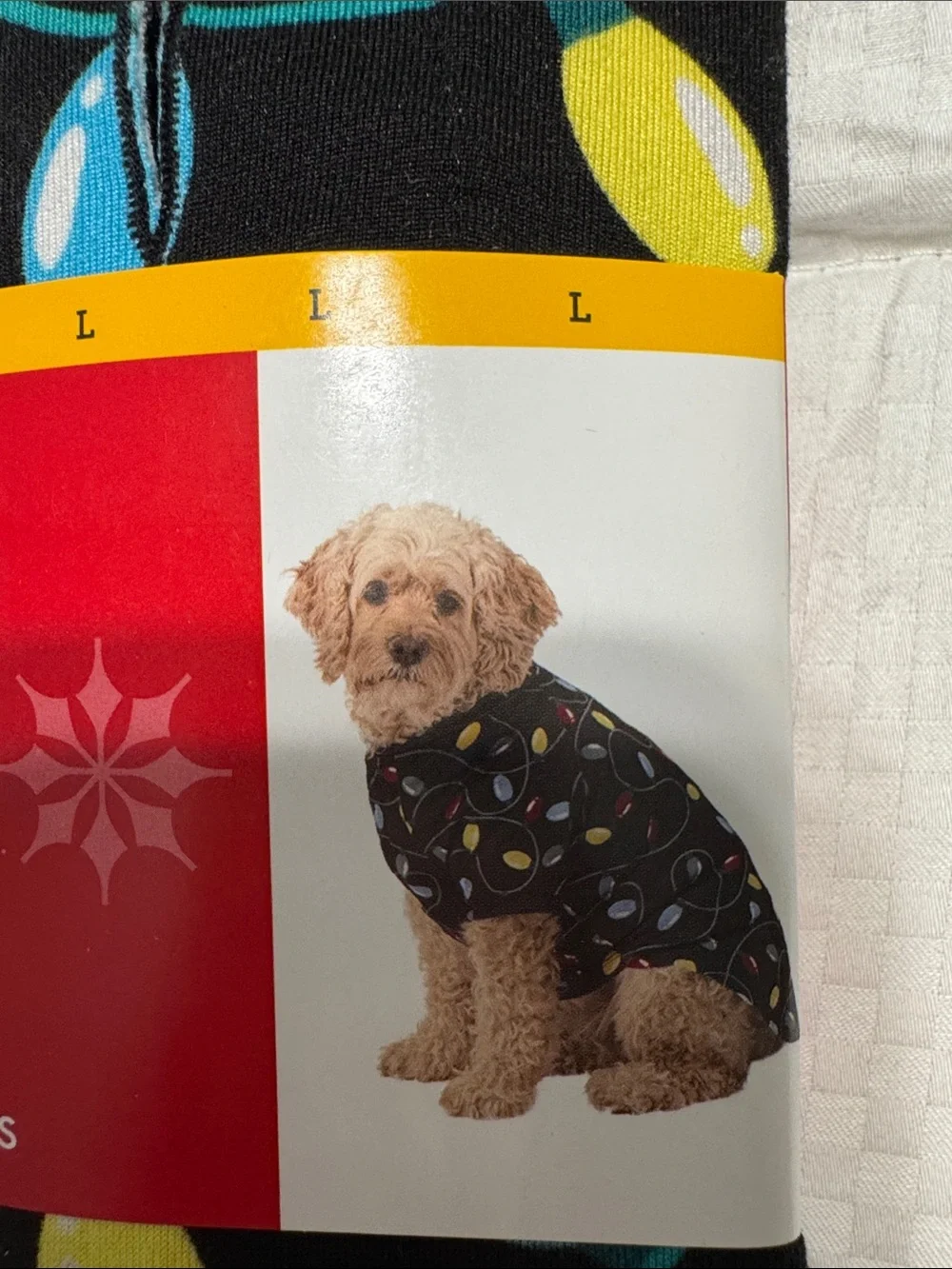 Holiday Time Black Pet Pajamas with Multicolor Light Bulb Print